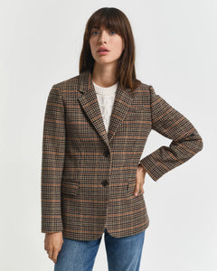 Reg Wool Houndstooth Blazer - Roasted Walnut