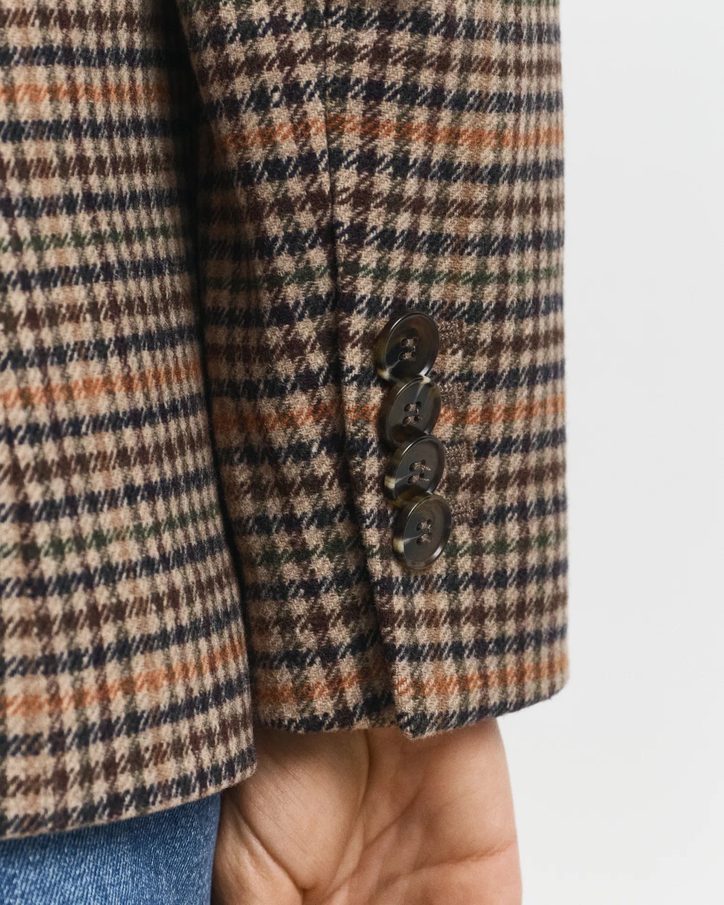Reg Wool Houndstooth Blazer - Roasted Walnut
