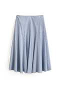 Stripe Ctn Panel Midi Skirt - Hydrangea Blue