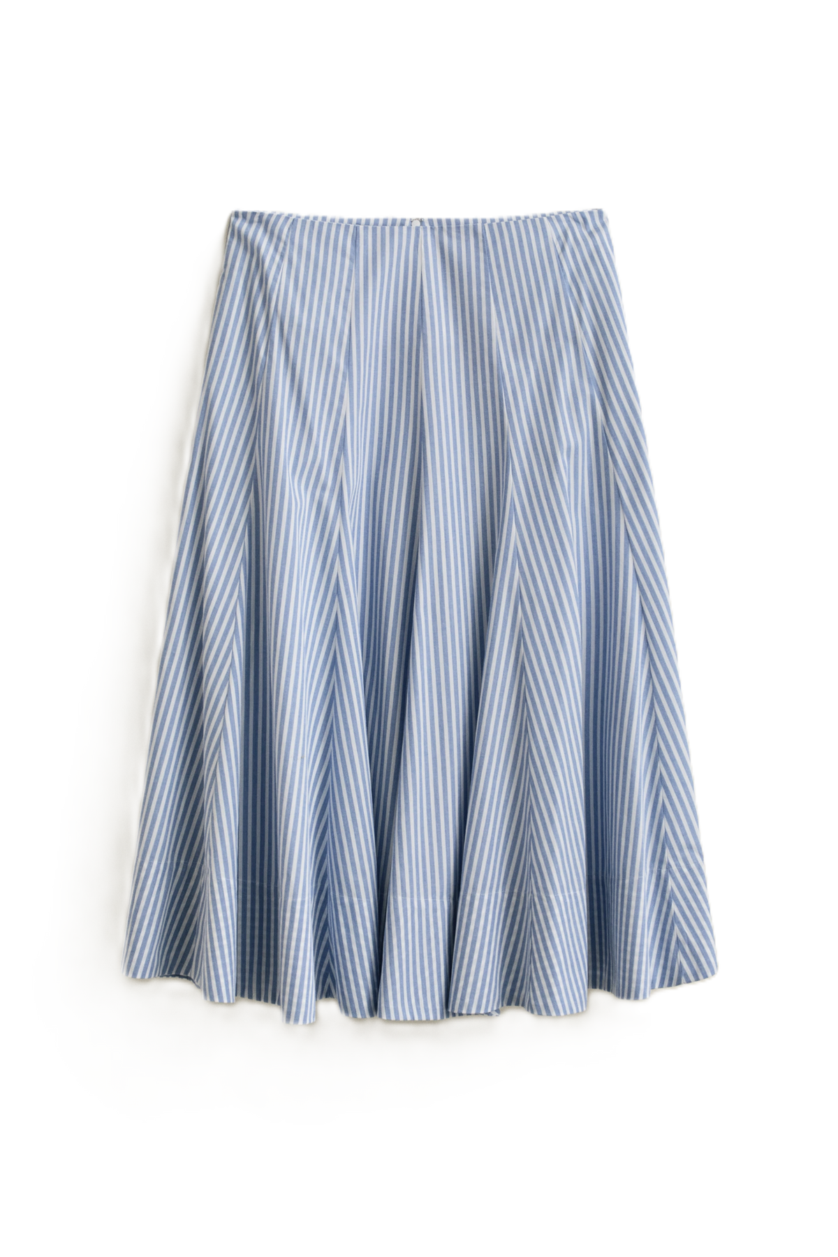 Stripe Ctn Panel Midi Skirt - Hydrangea Blue