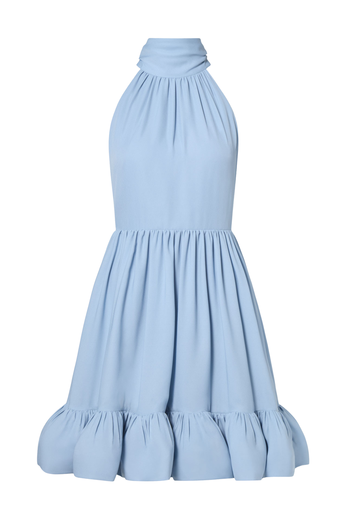 Fern Halterneck Ruffled Mini Dress - Sky