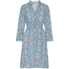 Sally Short Dress - Teal Blue Flower