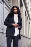 Rita Ls Relaxed Blazer Pin Stri Noos - Dark Sapphire Pin Stripe