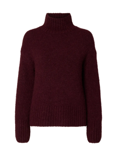 Gabriella Ls Knit High Neck - Fig Melange