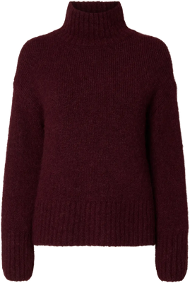 Gabriella Ls Knit High Neck - Fig Melange