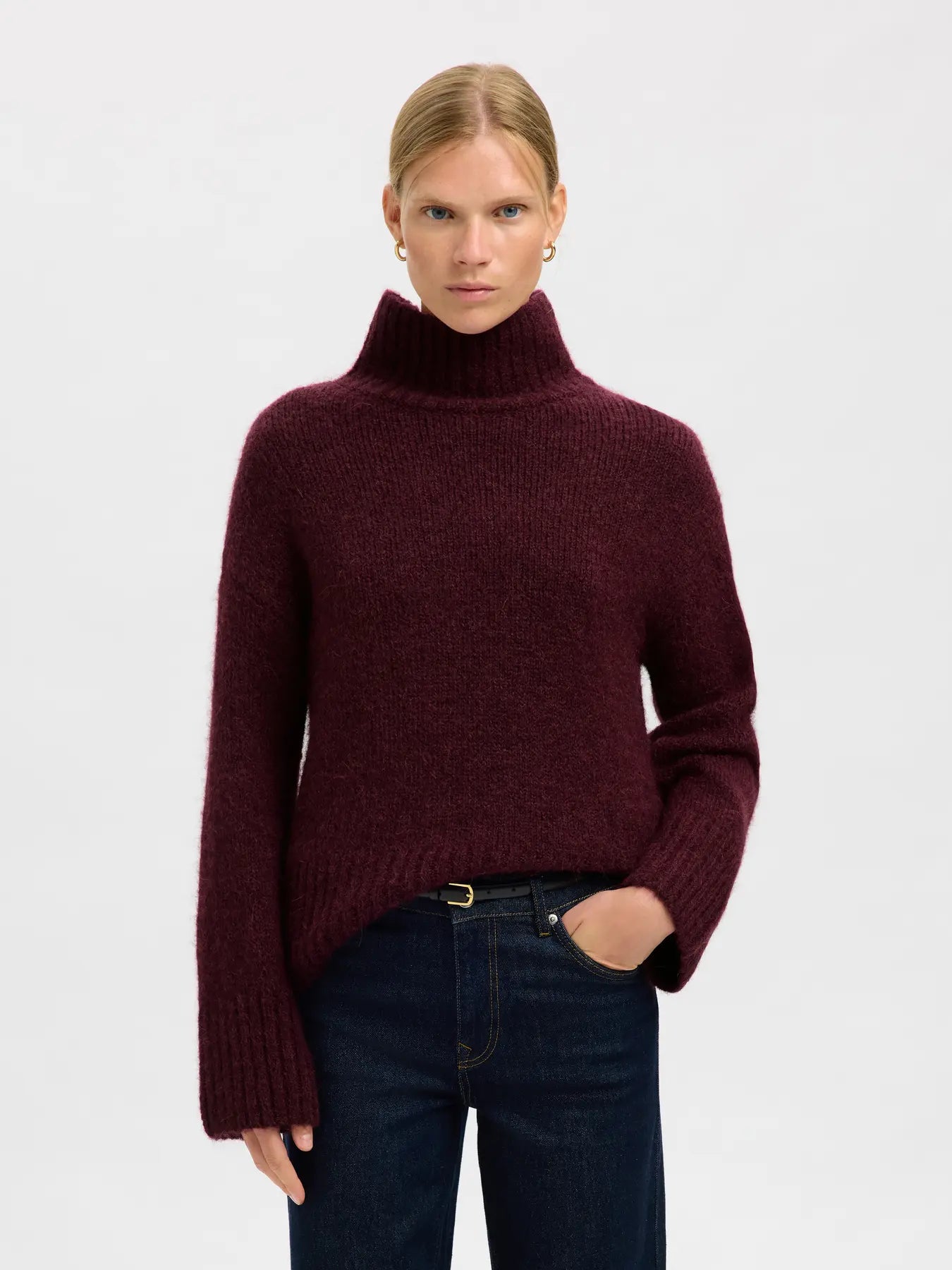 Selected Femme - Gensere - Gabriella Ls Knit High Neck - Fig