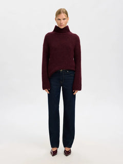 Gabriella Ls Knit High Neck - Fig Melange