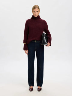 Gabriella Ls Knit High Neck - Fig Melange