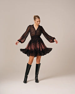 Georgette Mini Dress - Midnight Bouquet