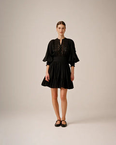 Cotton Slub Mini Dress - Black