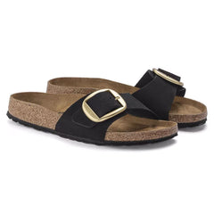 Madrid Big Buckle Nubuk Leather Narrow - Black