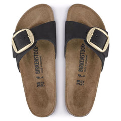 Madrid Big Buckle Nubuk Leather Narrow - Black
