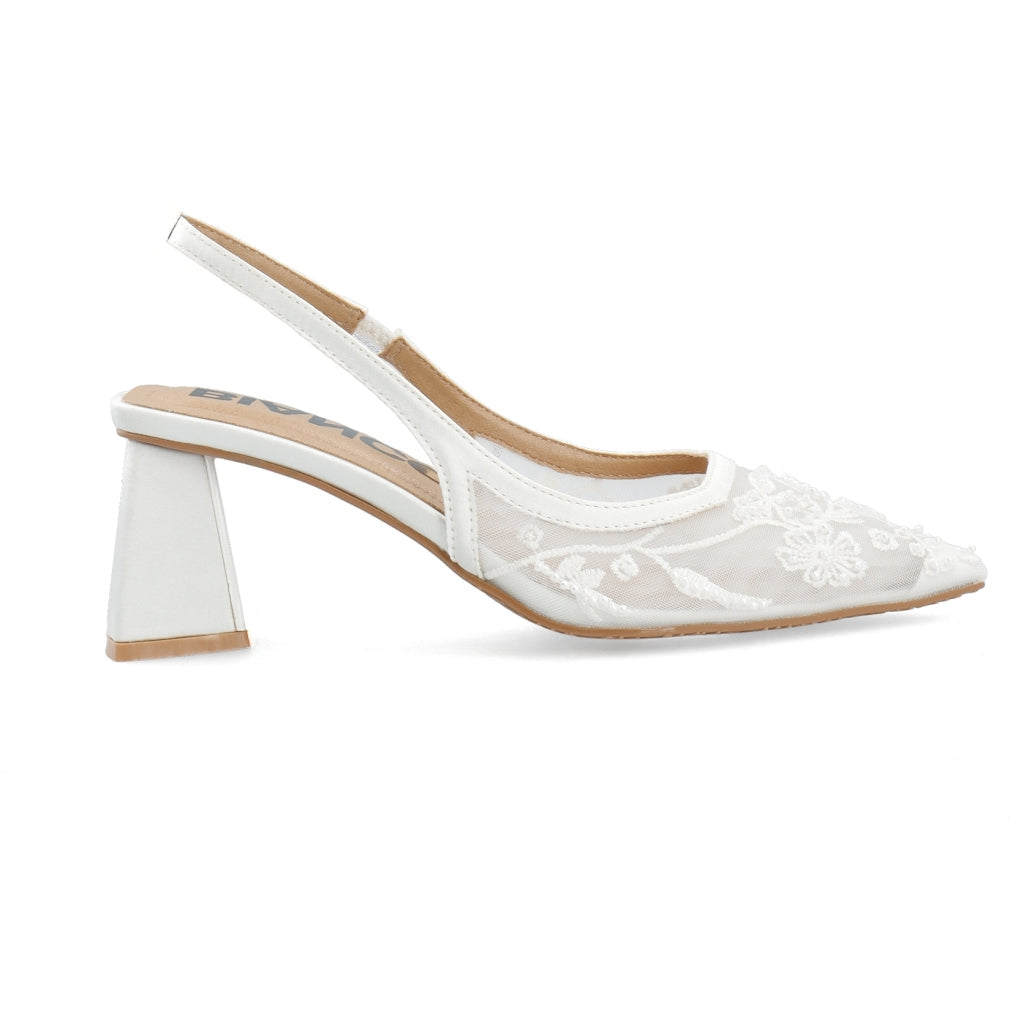 Biamaralyn Slingback Beaded Mesh - Off White