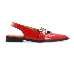 Biavictoria Single Buckle Slingback Leather - Red Nappalak