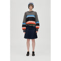Belted Pleated Skirt - Dark Blue