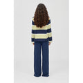 Polo Long Sleeve Top - Yellow And Navy Blue Stripes