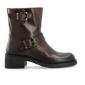 Biaharper Mid Calf Biker Boot Pull Up Leather - Chestnut