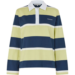 Polo Long Sleeve Top - Yellow And Navy Blue Stripes