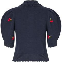 Bobble Knit Polo Cardigan - Cherries Bobble