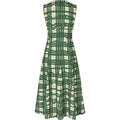 Sleeveless Gathered Midi Dress - Checkered Wave
