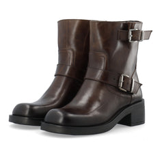 Biaharper Mid Calf Biker Boot Pull Up Leather - Chestnut