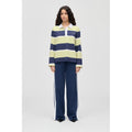 Polo Long Sleeve Top - Yellow And Navy Blue Stripes