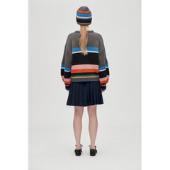 Belted Pleated Skirt - Dark Blue