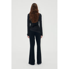 Long Sleeve Top With Fixed Buckle - Jet Black