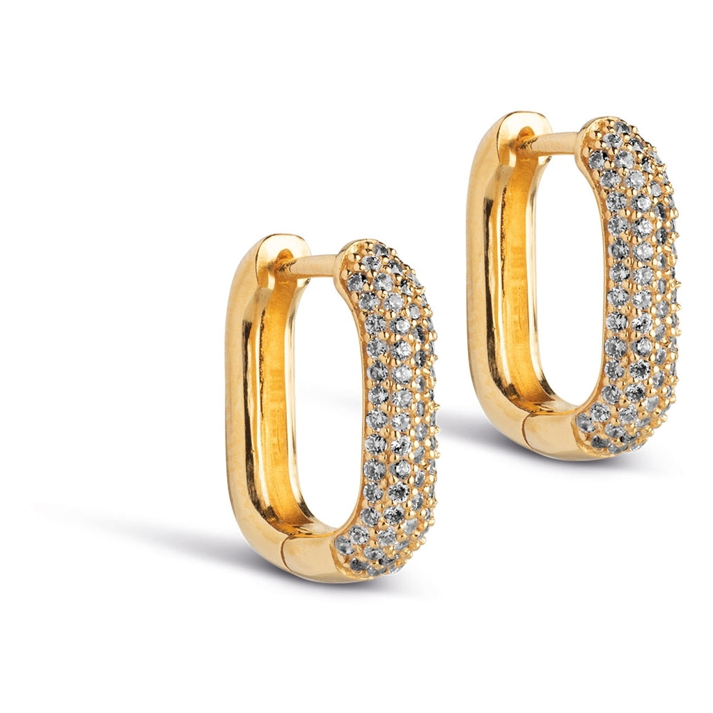 Sparkling Square Hoops - Gold