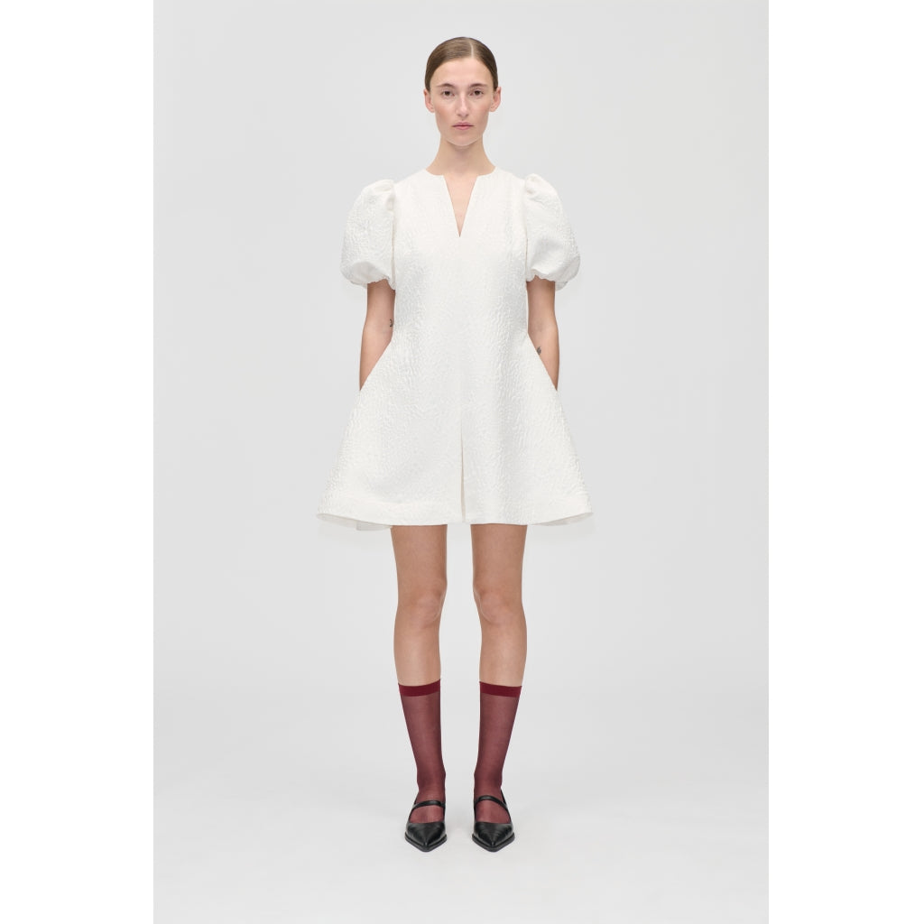 Angled Pleat Mini Dress - Artist Flower Relief