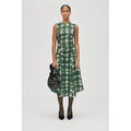 Sleeveless Gathered Midi Dress - Checkered Wave