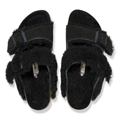 Arizona Split Teddy Parts Rivet Logo Suede Leather/Fur Narrow - Black