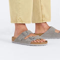 Arizona Suede Leather Narrow - Stone Coin