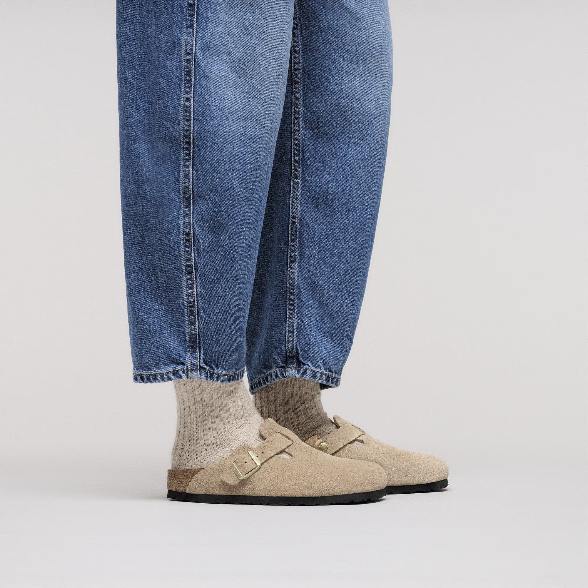 Boston Suede Leather Narrow - Sandcastle