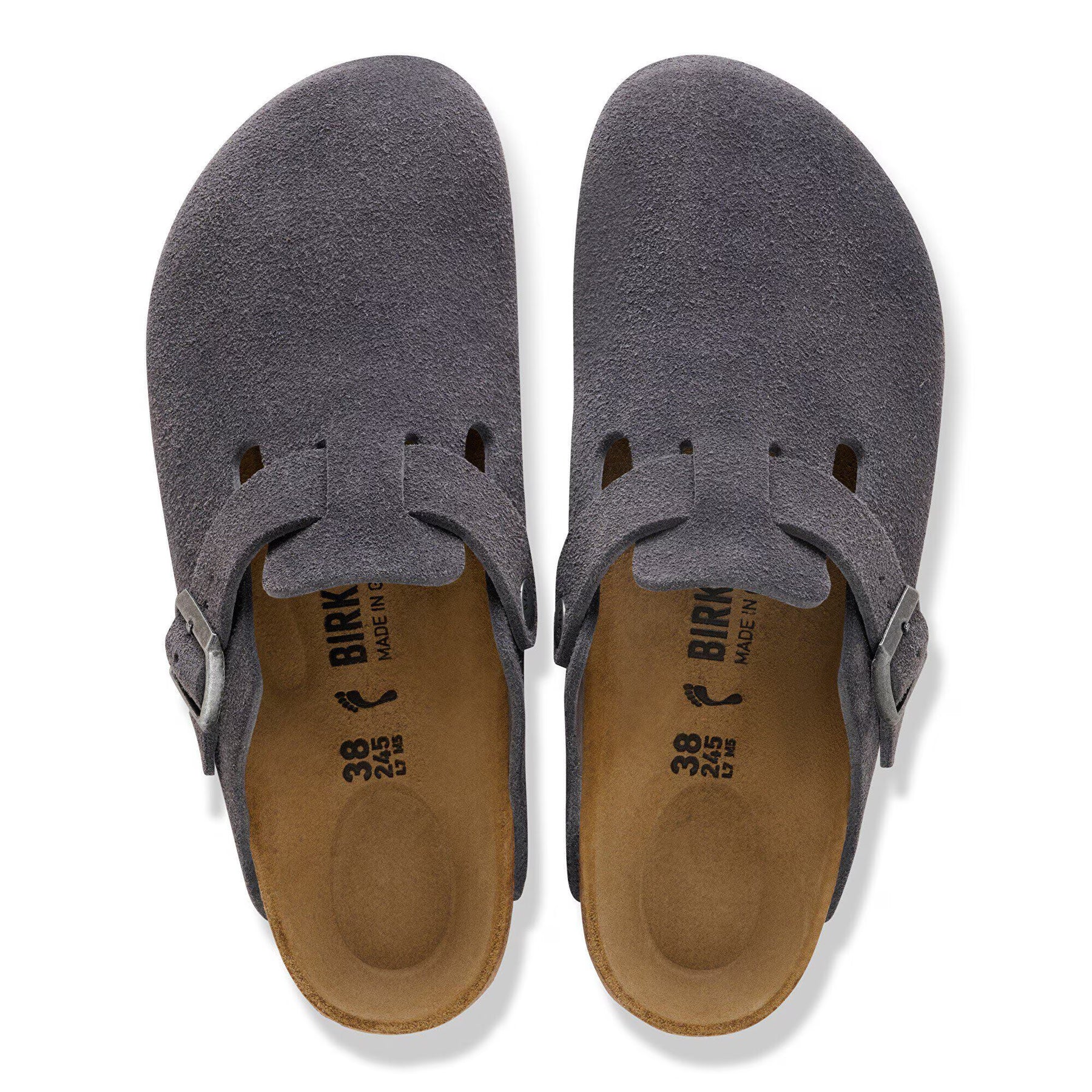 Boston Suede Leather Narrow - Charcoal