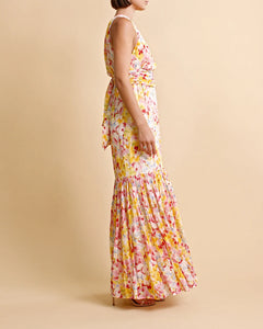 Dotted Georgette Halterneck Dress - Popsicle