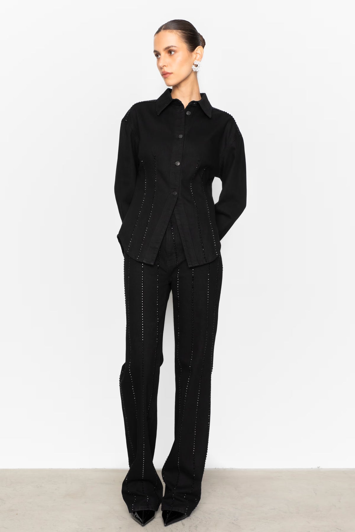 Eloise Embellished Shirt - Black