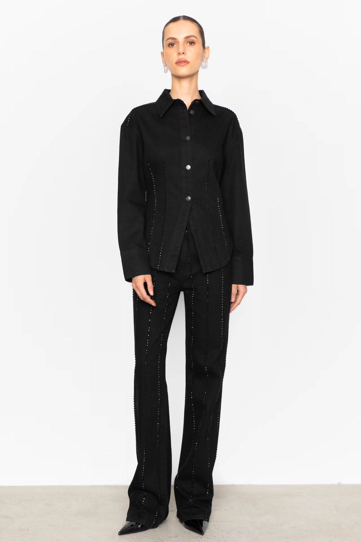 Eloise Embellished Shirt - Black