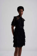 Liona Short Sleeve Lace Dress - Black