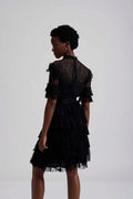 Liona Short Sleeve Lace Dress - Black