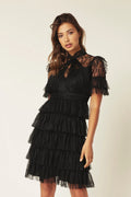 Liona Short Sleeve Lace Dress - Black