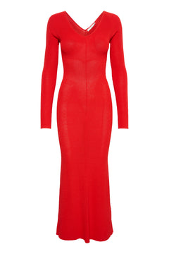 MonaGZ V-Neck Long Dress - Red Alert