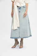 ManulaGZ HW Midi Skirt - Light Blue Acid Wash
