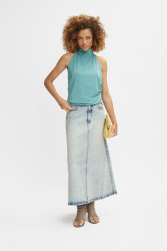 ManulaGZ HW Midi Skirt - Light Blue Acid Wash