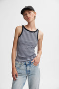 Drewgz Sl Reversible Stripe Top  - Bright White Black Stripe