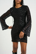 Gliragz Short Dress - Black Sequins