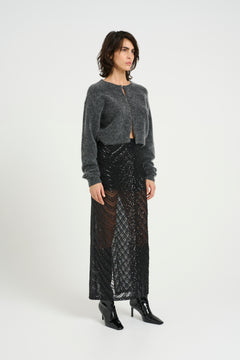 Gliragz Hw Long Skirt - Black Sequins