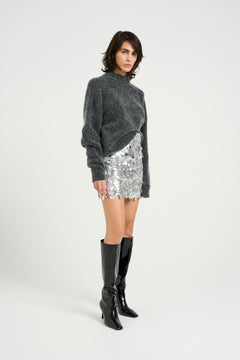 Glittagz Mini Skirt - Silver Sequins