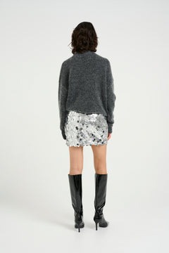 Glittagz Mini Skirt - Silver Sequins