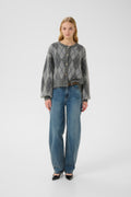 Gzsasi Cardigan - Check Dark Grey/Grey/Blue Comb